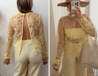 Blouse dentelle dos ouvert – Élégance intemporelle