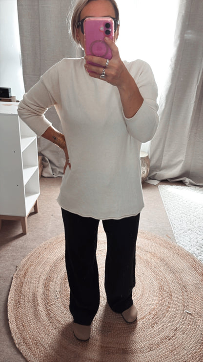 Pull col montant gris et écru