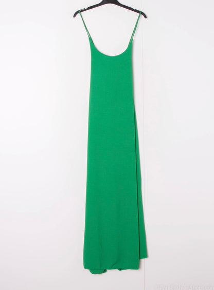 Robe longue fluide dos croisé - vert