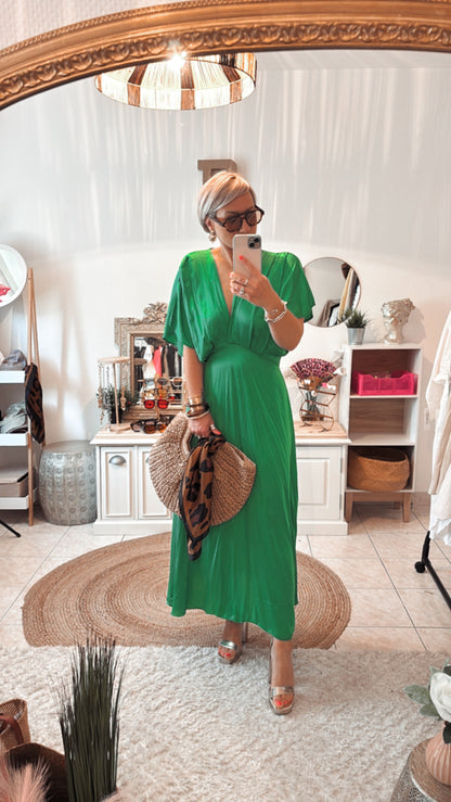 Robe Satinée LOLITA- VERTE