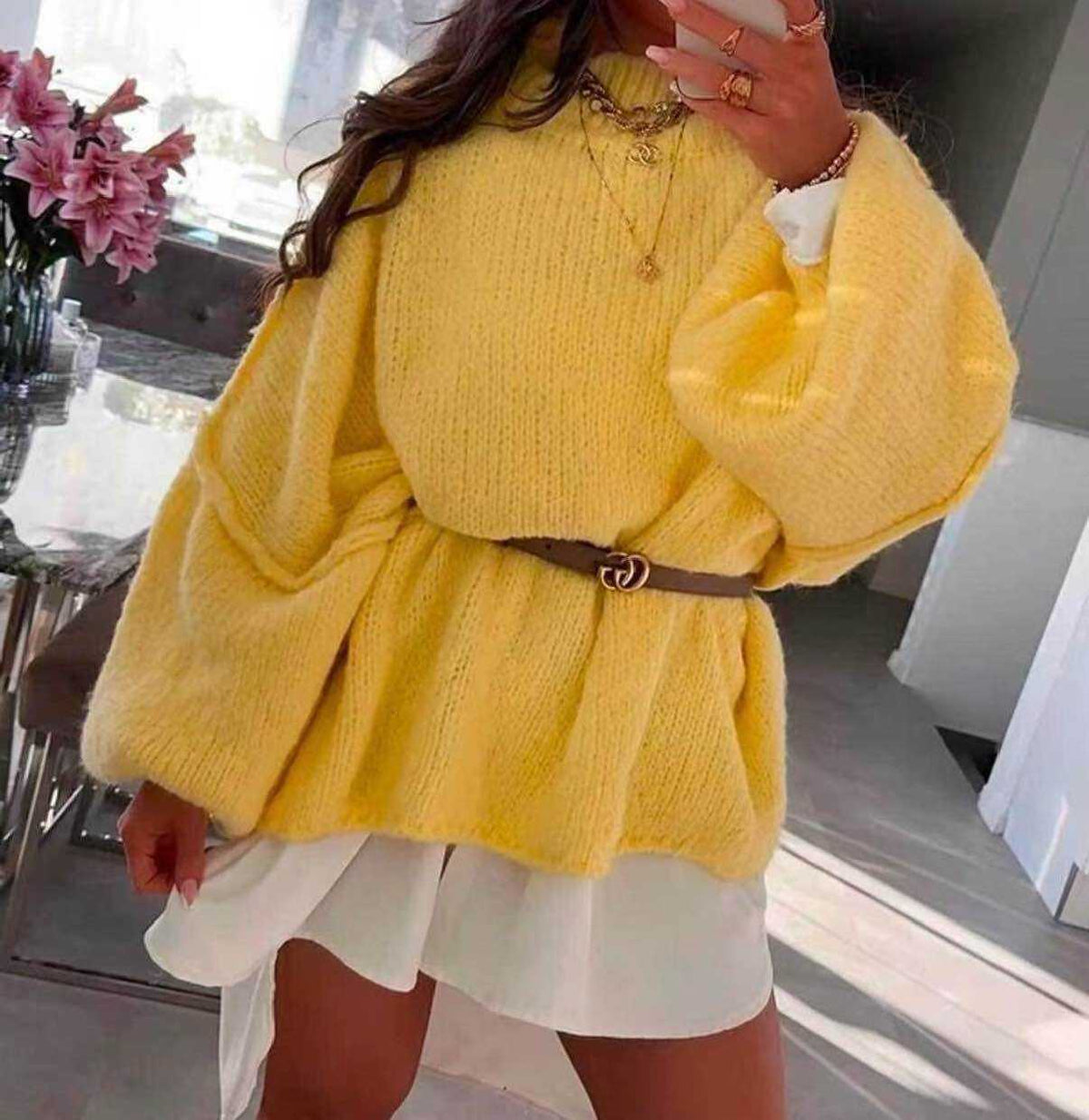 Pull Oversize en Maille Manches Ballon
