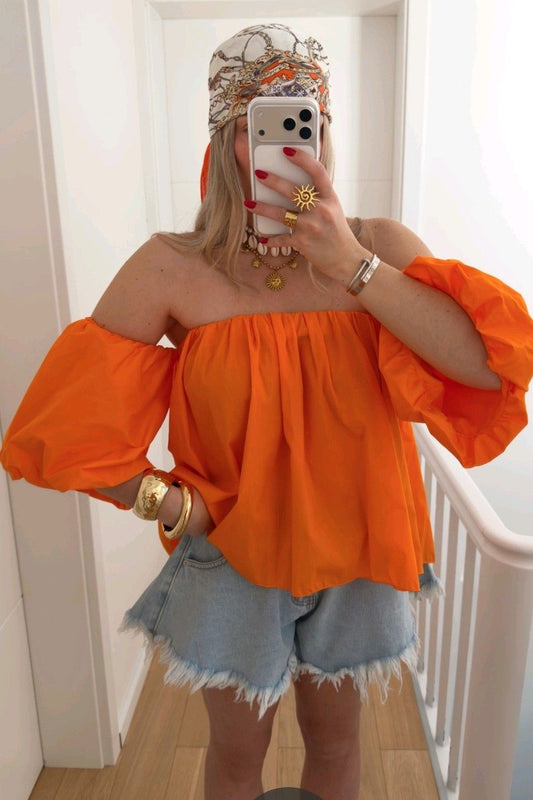 blouse femme épaules dénudées bardot top bohème manche bouffante