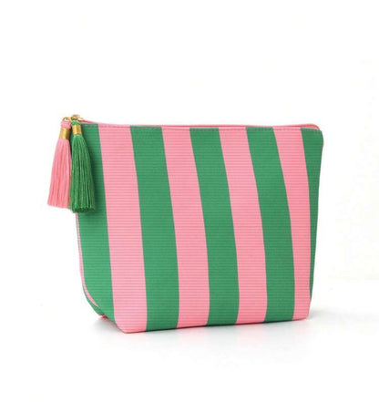 Pochette rayée femme colorée avec pompon