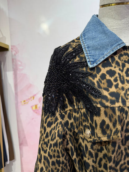 Veste / Trench matelassé Léopard Bijoux & Col Denim