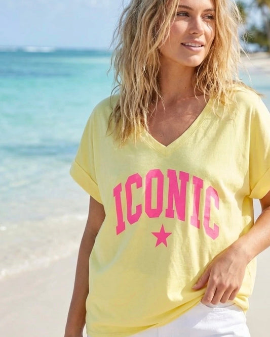 Tshirt femme iconic oversize col v tendance