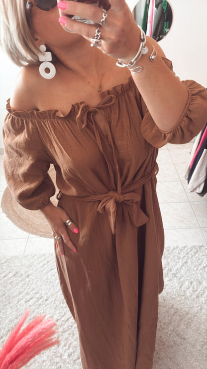 Robe épaule dénudé bohème DISPO en PLUSIEURS COULEURS 👇🏼