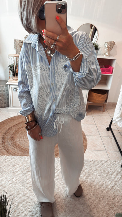 Chemise SÉVERINE dentelle - BLEU