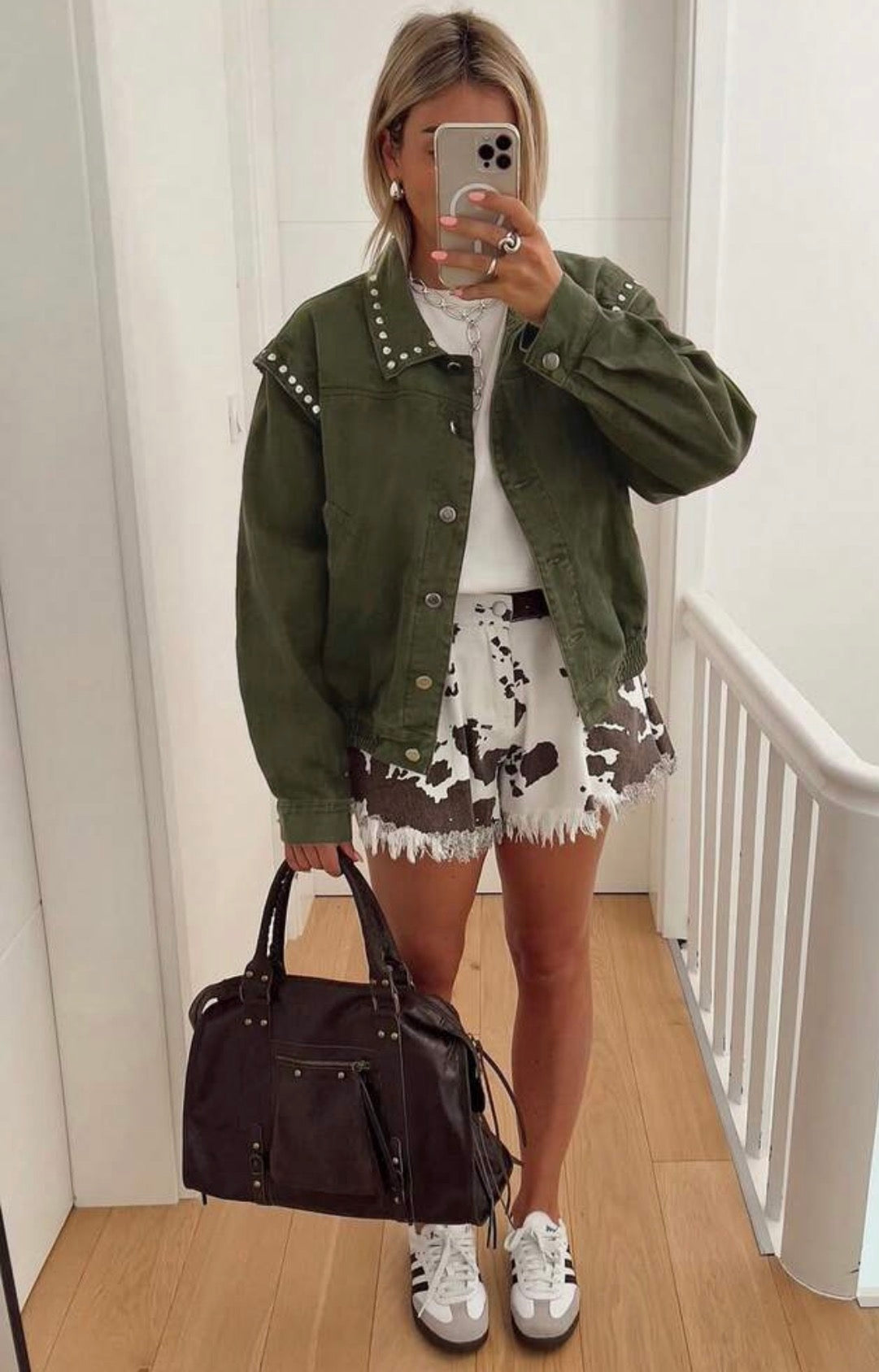 Veste kaki cloutée femme – Esprit tendance & oversize