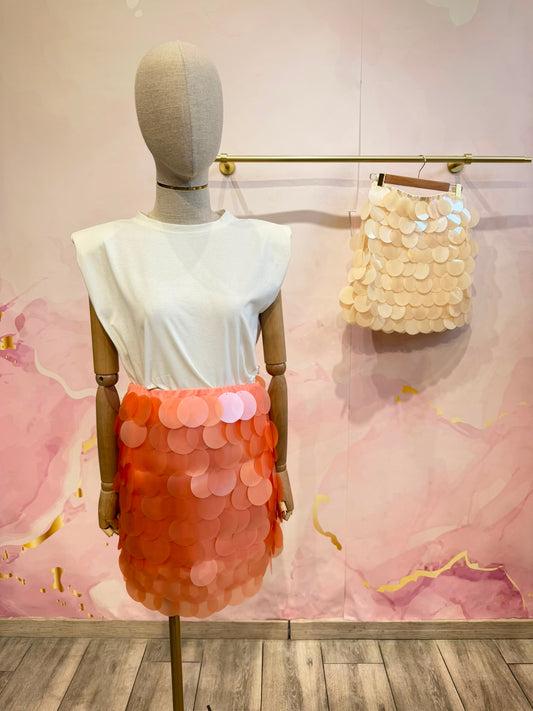 Jupe à Paillettes Oversize – Corail