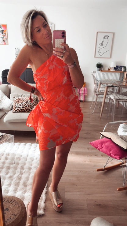 Robe Courte Asymétrique Jacquard Femme – Élégance & Cérémonie