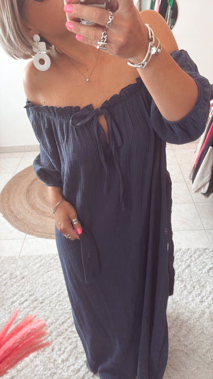 Robe épaule dénudé bohème DISPO en PLUSIEURS COULEURS 👇🏼