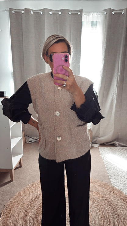 Gilet sans manches Beige, Camel, Noir et Bordeaux