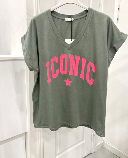 Tshirt femme iconic oversize col v tendance