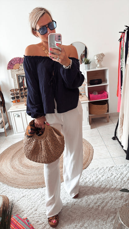 Top épaule dénudée gaze de coton DISPO en PLUSIEURS COULEURS 👇🏼