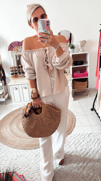 Top épaule dénudée gaze de coton DISPO en PLUSIEURS COULEURS 👇🏼