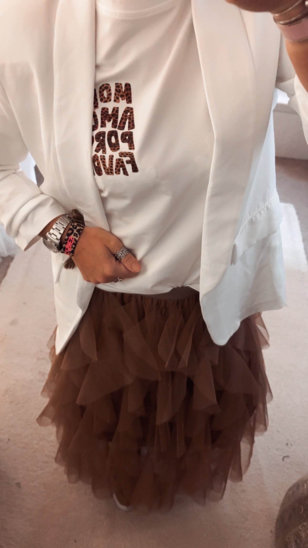 Jupe longue tulle femme marron chocolat – Jupe volumineuse chic tendance