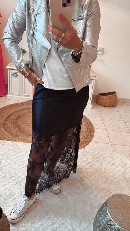 Perfecto Veste Suédine WENDY - ARGENTE