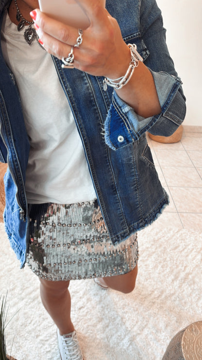 Jupe Sequins JUSTINE - ARGENTÉ