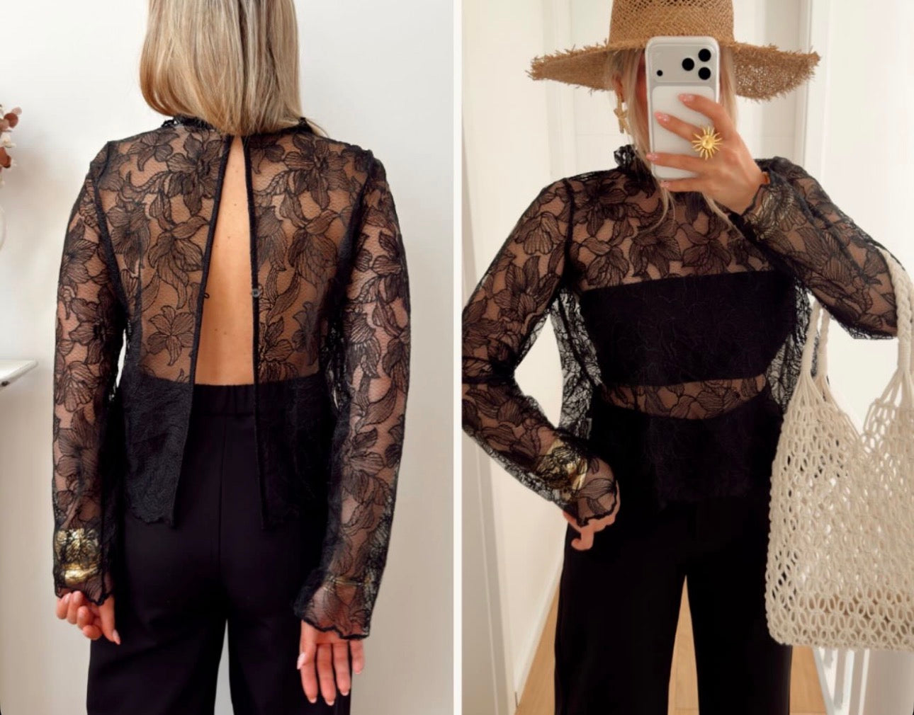 Blouse dentelle dos ouvert – Élégance intemporelle