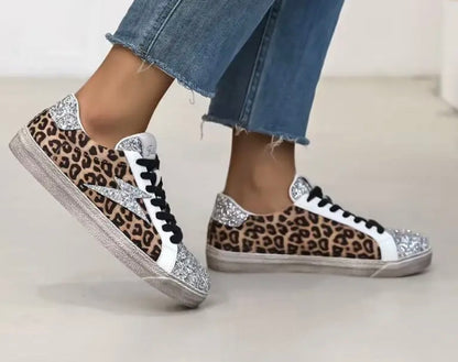 Baskets Léopard & Paillettes Argentées ✨🐆