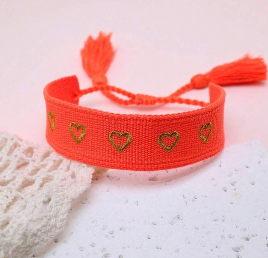 Bracelet Tissé Cœurs