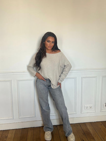 Pull basic col rond ample Noir,Kaki