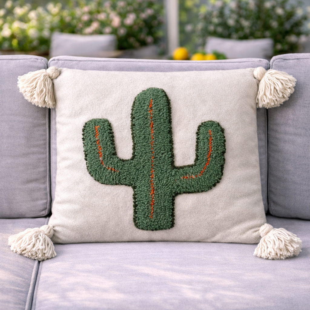 Coussins décoratifs bohème chic cactus 🌵