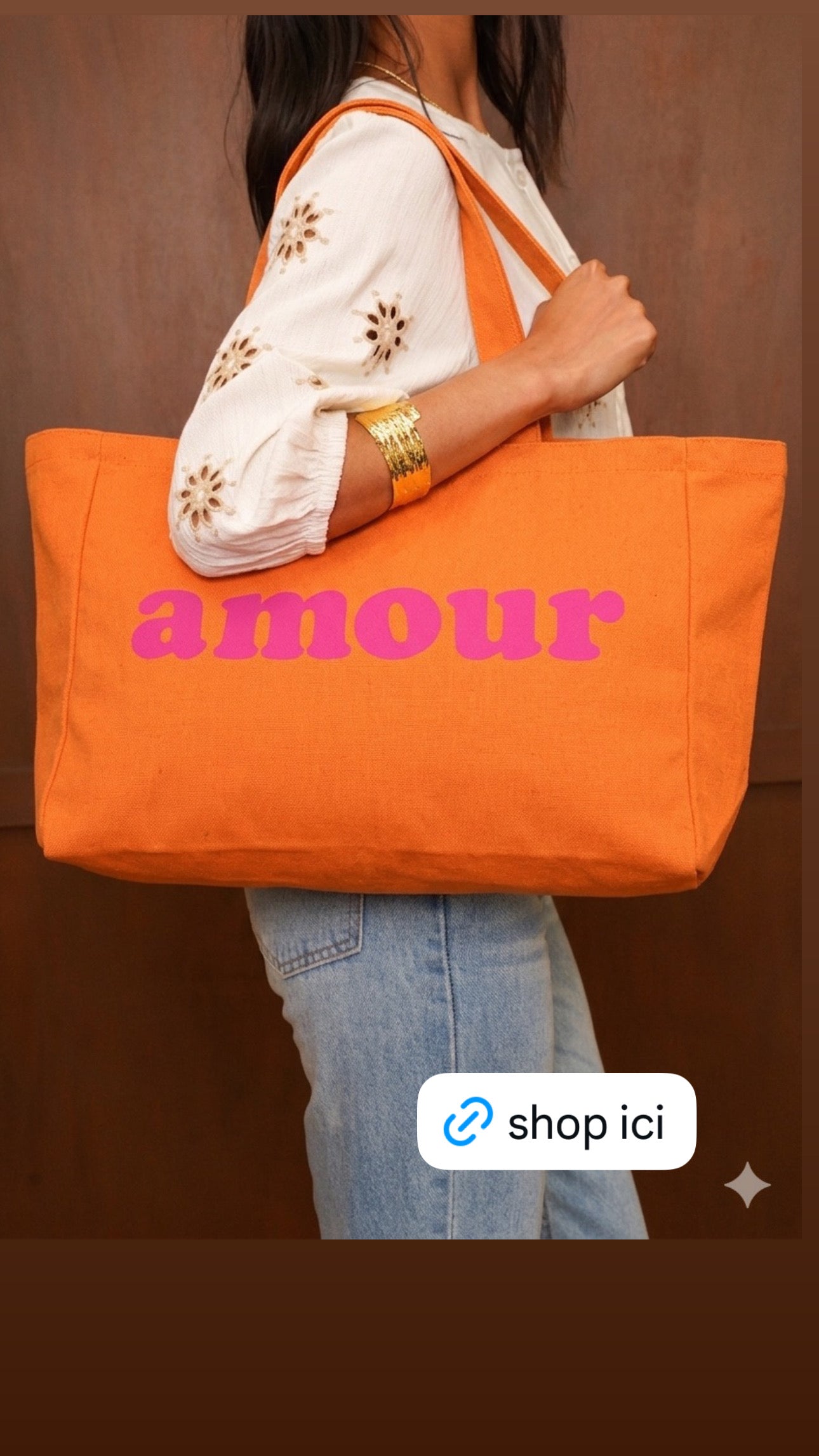 Sac cabas AMOUR orange – Tendance & pratique