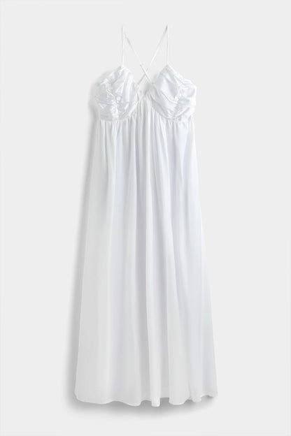 Robe Longue Dos Croisé CHERAZADE - BLANCHE