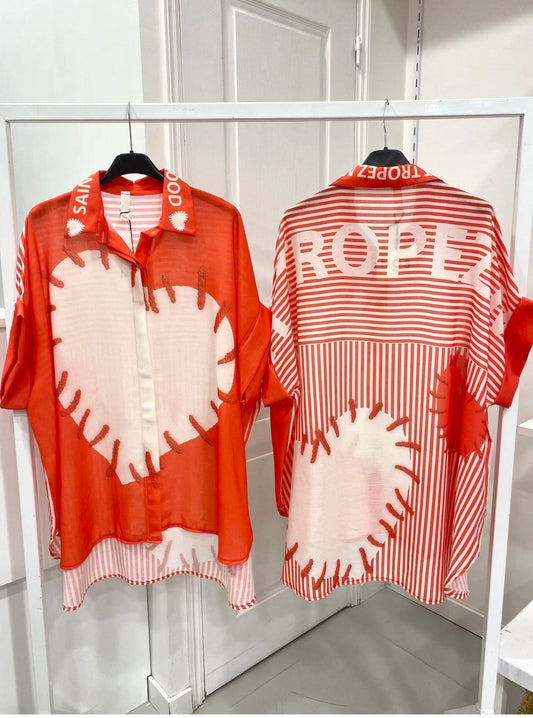 CHEMISE ST TROPEZ Oversize  rouge