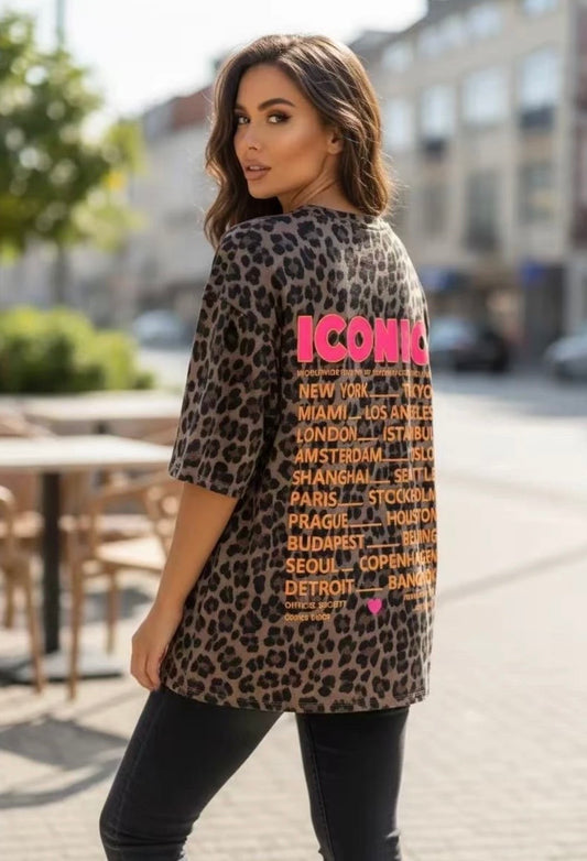 T-shirt léopard ICONIC – Coupe oversize tendance
