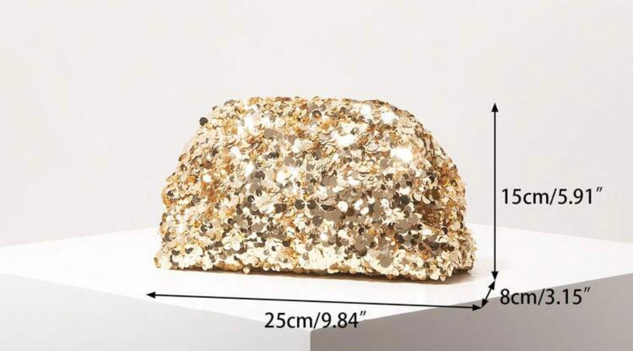 Pochette paillettes glamour – Sac élégant day & night doré