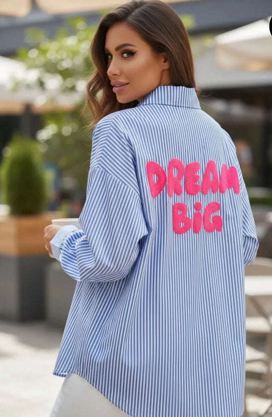 Chemise oversize rayée “Dream Big” – Chemise femme tendance
