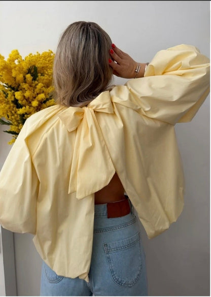 Blouse dos nu noeud jaune