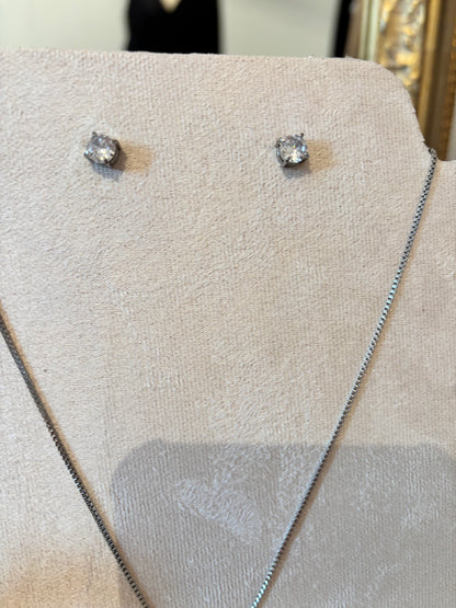 Boucles d'oreilles clous zirconium SWANN - ARGENT