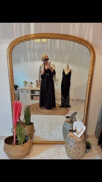 Robe longue satinée VIRGINIE - NOIR