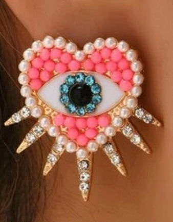 Boucles d’oreilles ŒIL - ROSE & BLEU