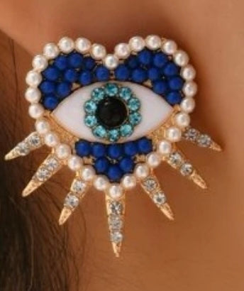 Boucles d’oreilles ŒIL - ROSE & BLEU