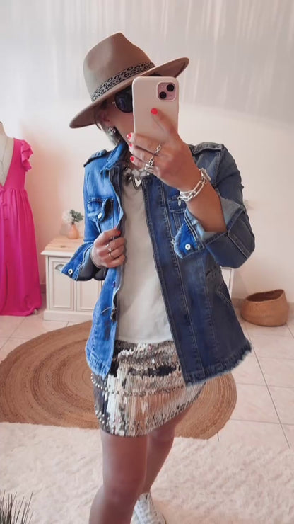 Jupe Sequins JUSTINE - ARGENTÉ