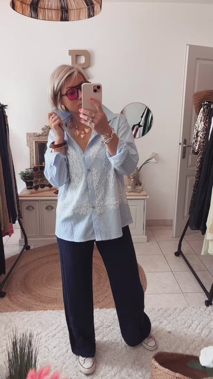 Chemise SÉVERINE dentelle - BLEU